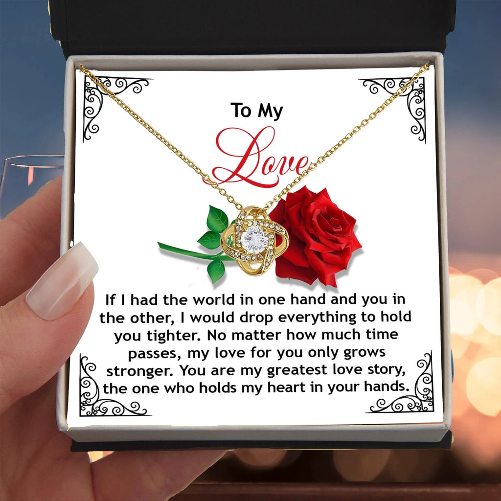 Romantic Anniversary, Valentine's Day Gift for Soulmate, Wife, Girlfriend - Greatest Love Story - Love Knot Pendant Necklace