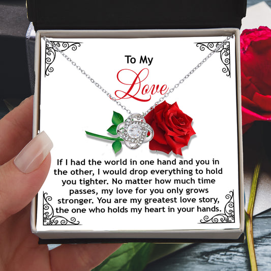 Romantic Anniversary, Valentine's Day Gift for Soulmate, Wife, Girlfriend - Greatest Love Story - Love Knot Pendant Necklace