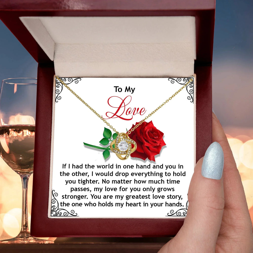 Romantic Anniversary, Valentine's Day Gift for Soulmate, Wife, Girlfriend - Greatest Love Story - Love Knot Pendant Necklace