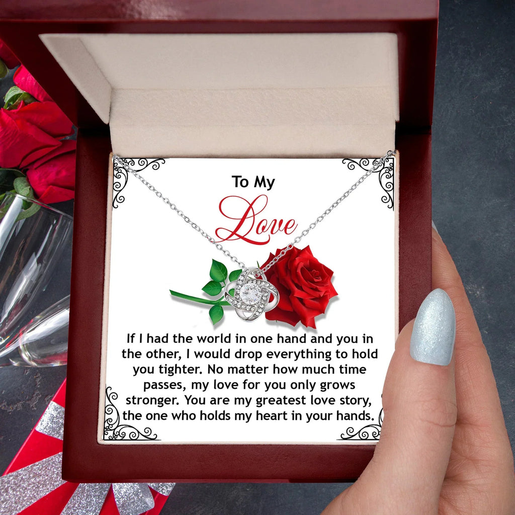 Romantic Anniversary, Valentine's Day Gift for Soulmate, Wife, Girlfriend - Greatest Love Story - Love Knot Pendant Necklace