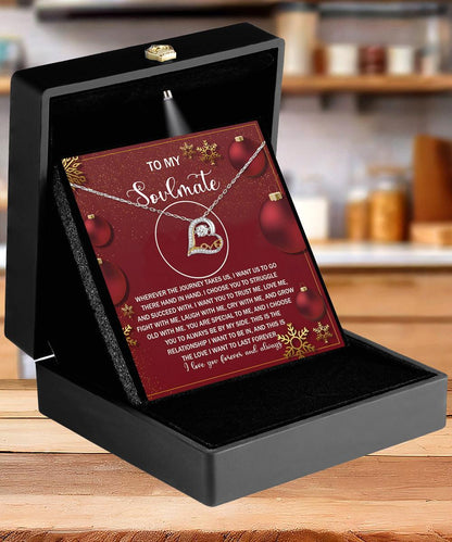 To My Soulmate Our Love will Last Forever Christmas Anniversary Heart Pendant Necklace for Wife Girlfriend Jewelry - Mallard Moon Gift Shop