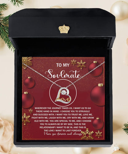 To My Soulmate Our Love will Last Forever Christmas Anniversary Heart Pendant Necklace for Wife Girlfriend Jewelry - Mallard Moon Gift Shop