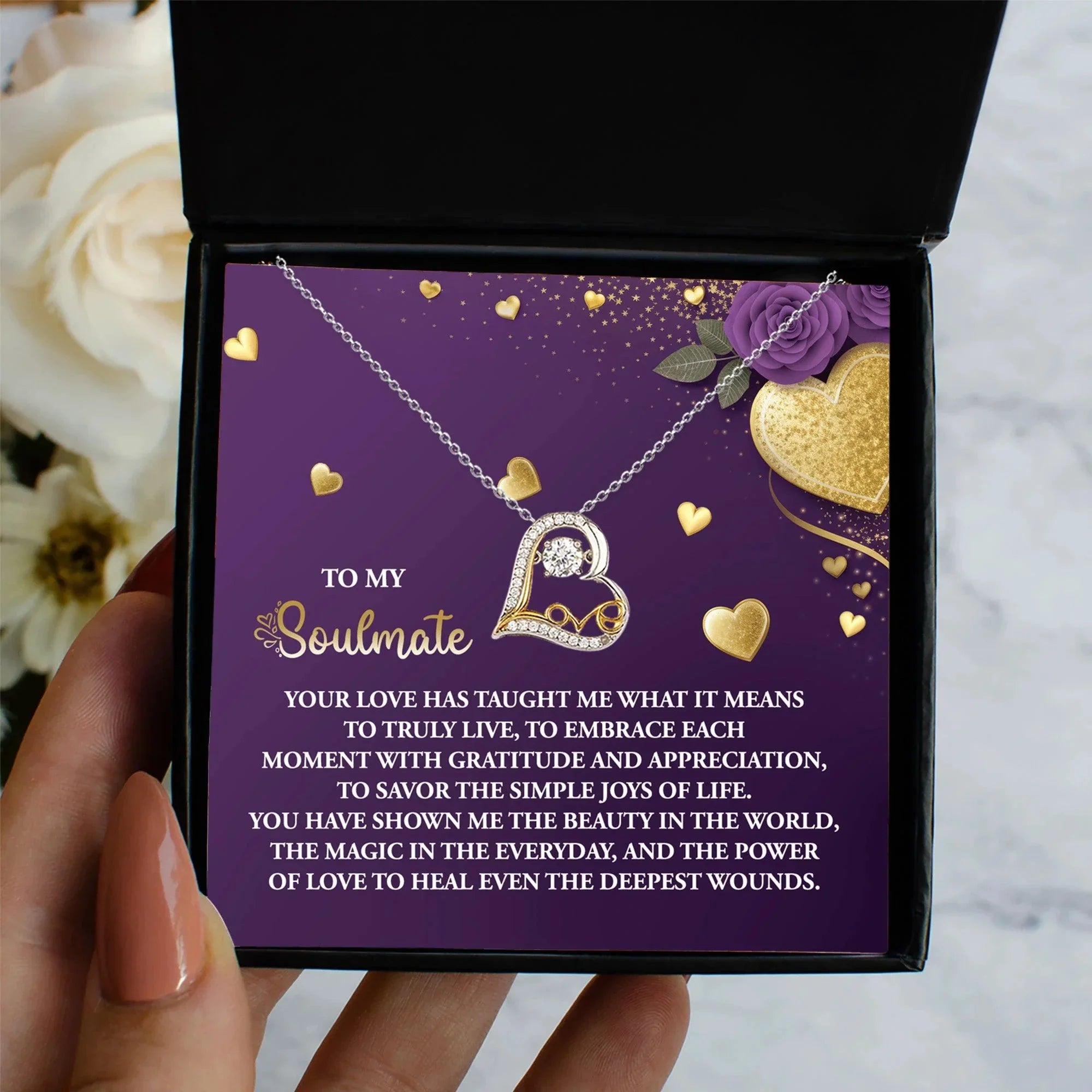 To My Soulmate - Love Dancing Heart Necklace – A Beautiful Valentine’s Day Gift Celebrating Love, Joy, and Healing