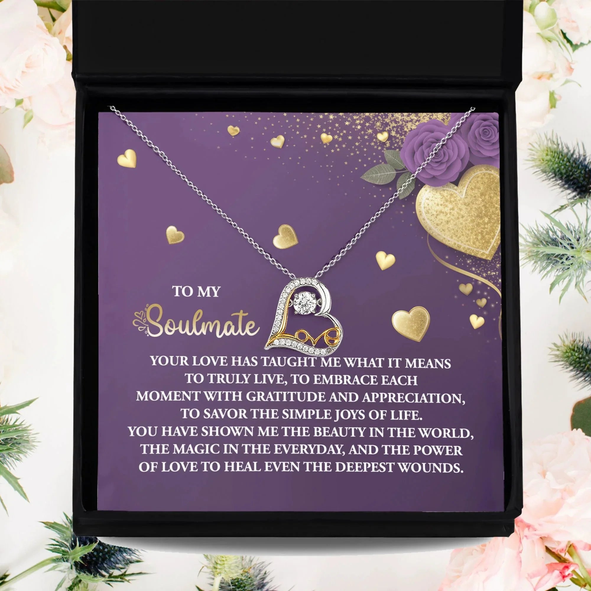 To My Soulmate - Love Dancing Heart Necklace – A Beautiful Valentine’s Day Gift Celebrating Love, Joy, and Healing