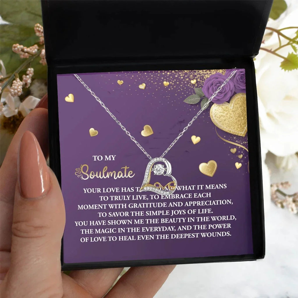 To My Soulmate - Love Dancing Heart Necklace – A Beautiful Valentine’s Day Gift Celebrating Love, Joy, and Healing
