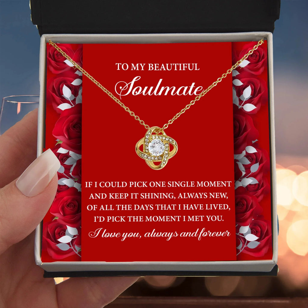 Romantic Anniversary, Valentine's Day Gift for Soulmate, Wife, Girlfriend - The Moment I Met You - Love Knot Pendant Necklace