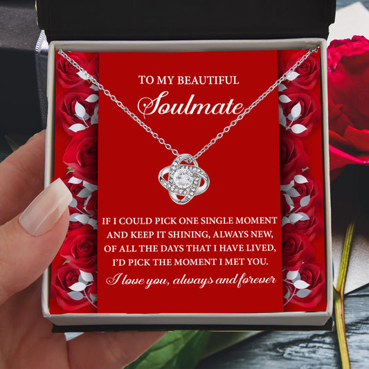 Romantic Anniversary, Valentine's Day Gift for Soulmate, Wife, Girlfriend - The Moment I Met You - Love Knot Pendant Necklace