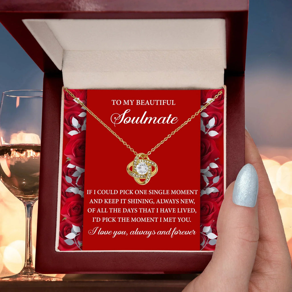 Romantic Anniversary, Valentine's Day Gift for Soulmate, Wife, Girlfriend - The Moment I Met You - Love Knot Pendant Necklace