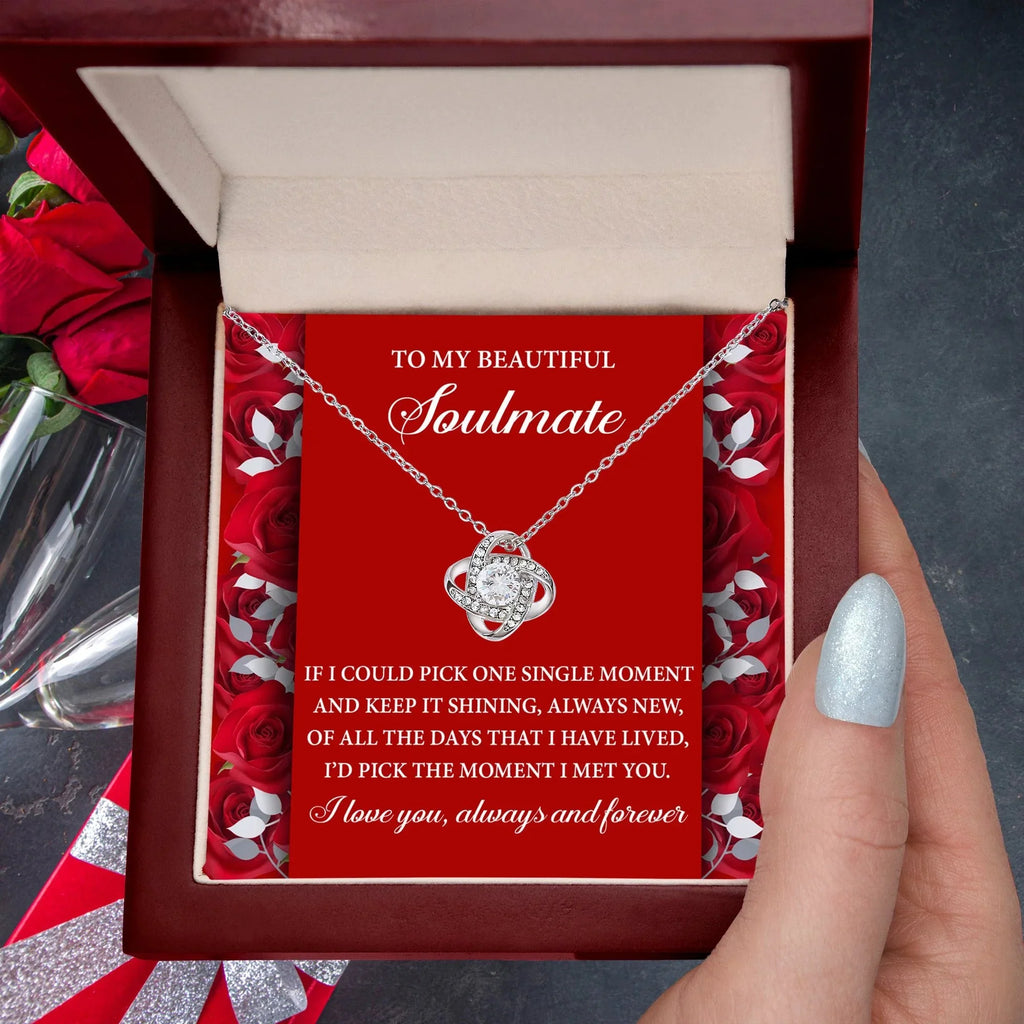 Romantic Anniversary, Valentine's Day Gift for Soulmate, Wife, Girlfriend - The Moment I Met You - Love Knot Pendant Necklace