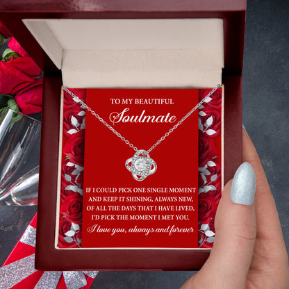 Romantic Anniversary, Valentine's Day Gift for Soulmate, Wife, Girlfriend - The Moment I Met You - Love Knot Pendant Necklace - Mallard Moon Gift Shop