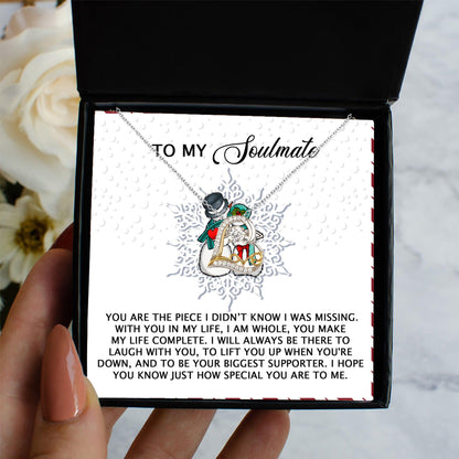 To My Soulmate You Are the Missing Piece Christmas Anniversary Heart Pendant Necklace for Wife Girlfriend Jewelry - Mallard Moon Gift Shop