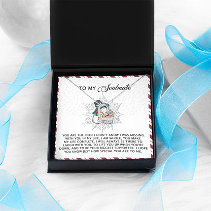 To My Soulmate You Are the Missing Piece Christmas Anniversary Heart Pendant Necklace for Wife Girlfriend Jewelry - Mallard Moon Gift Shop