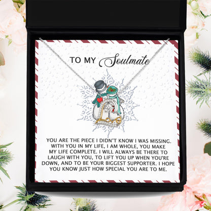 To My Soulmate You Are the Missing Piece Christmas Anniversary Heart Pendant Necklace for Wife Girlfriend Jewelry - Mallard Moon Gift Shop