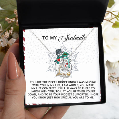 To My Soulmate You Are the Missing Piece Christmas Anniversary Heart Pendant Necklace for Wife Girlfriend Jewelry - Mallard Moon Gift Shop