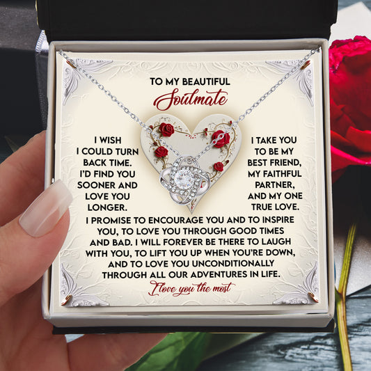 Romantic Anniversary, Valentine's Day Gift for Soulmate, Wife, Girlfriend - Laugh With You - Love Knot Pendant Necklace