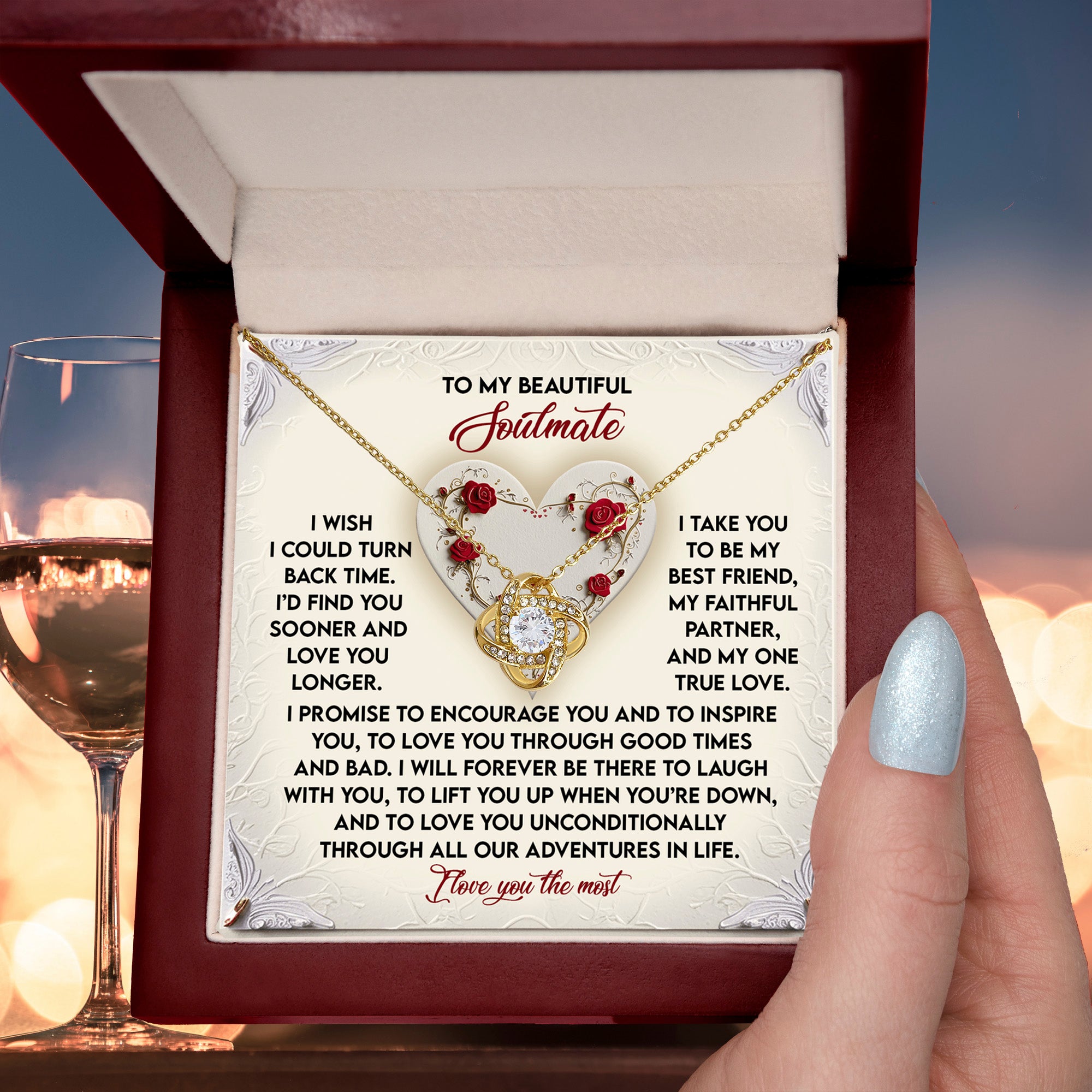 Romantic Anniversary, Valentine's Day Gift for Soulmate, Wife, Girlfriend - Laugh With You - Love Knot Pendant Necklace - Mallard Moon Gift Shop