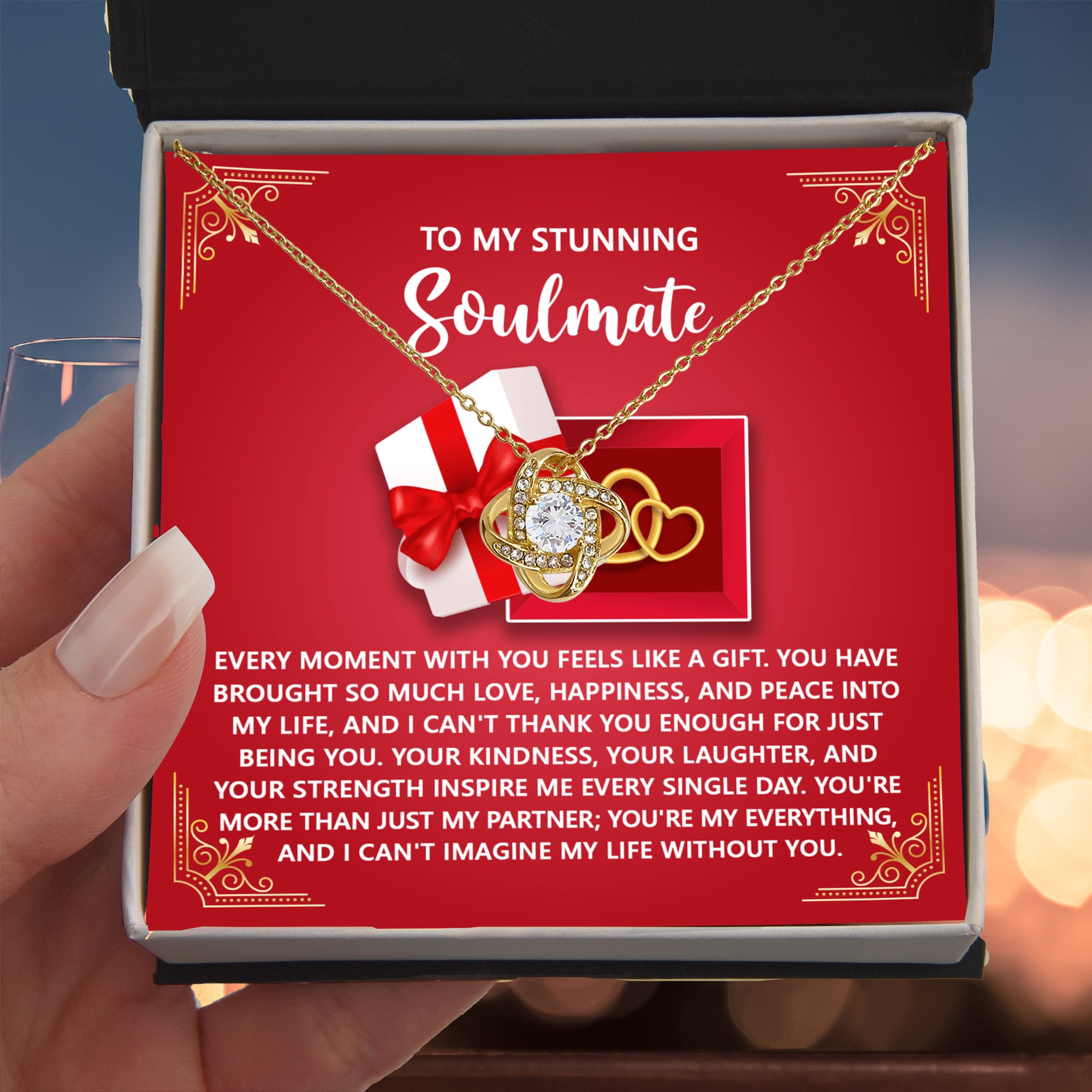 Romantic Anniversary, Valentine's Day Gift for Soulmate, Wife, Girlfriend - Feels Like A Gift - Love Knot Pendant Necklace - Mallard Moon Gift Shop