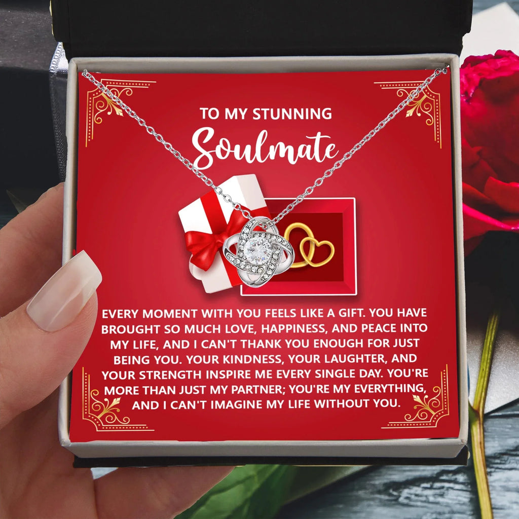 Romantic Anniversary, Valentine's Day Gift for Soulmate, Wife, Girlfriend - Feels Like A Gift - Love Knot Pendant Necklace