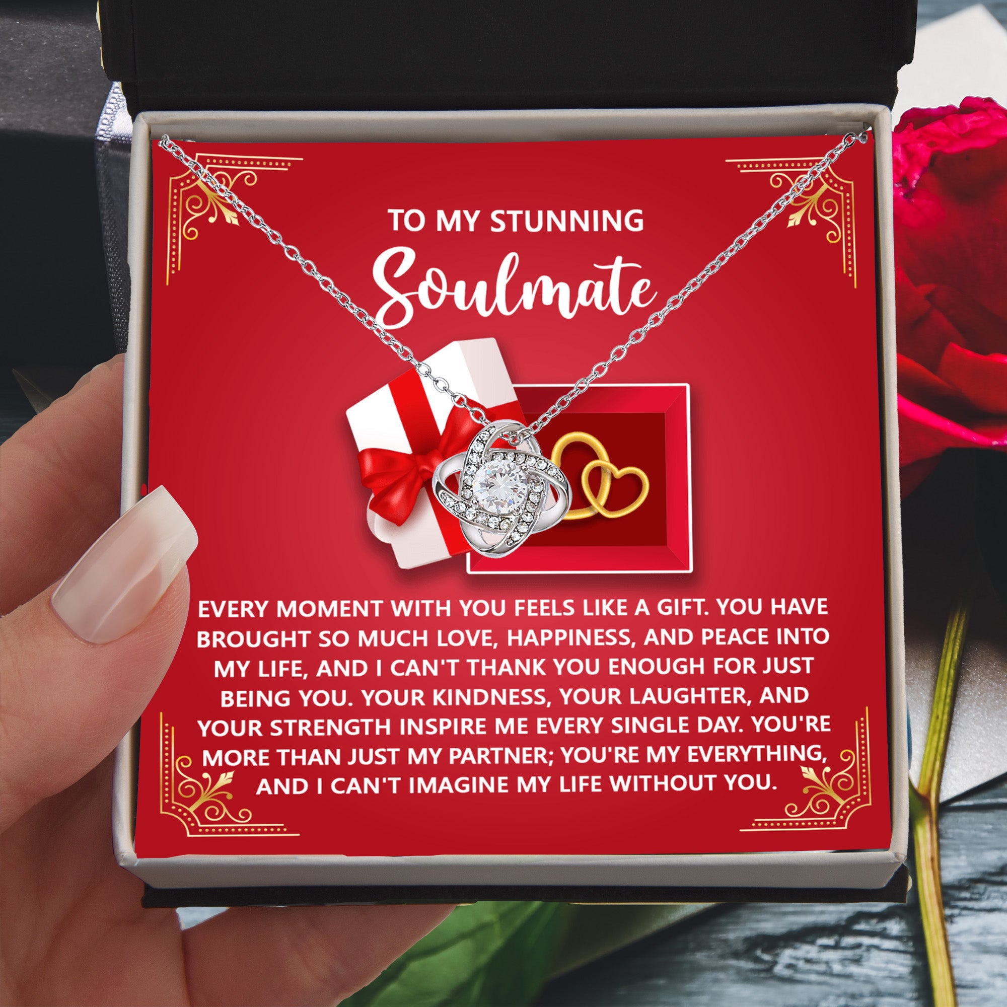 Romantic Anniversary, Valentine's Day Gift for Soulmate, Wife, Girlfriend - Feels Like A Gift - Love Knot Pendant Necklace - Mallard Moon Gift Shop