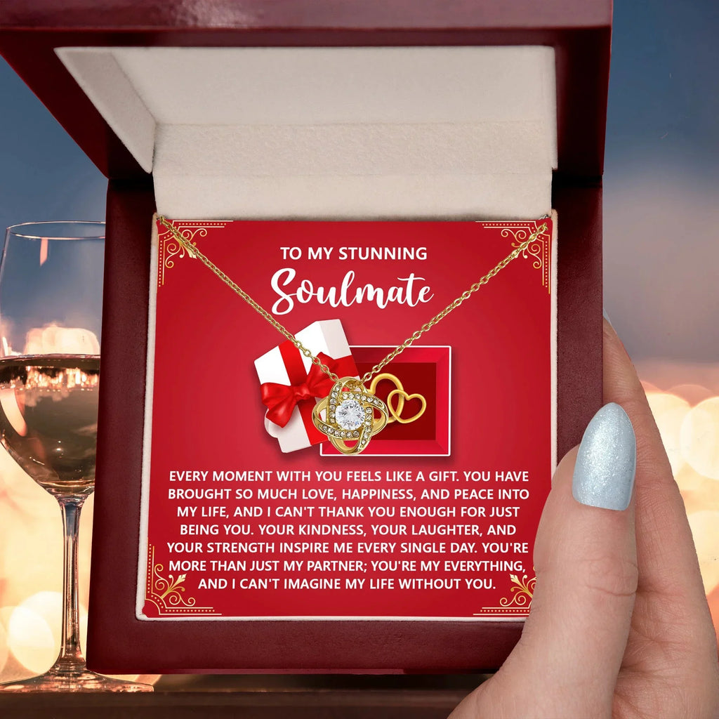 Romantic Anniversary, Valentine's Day Gift for Soulmate, Wife, Girlfriend - Feels Like A Gift - Love Knot Pendant Necklace