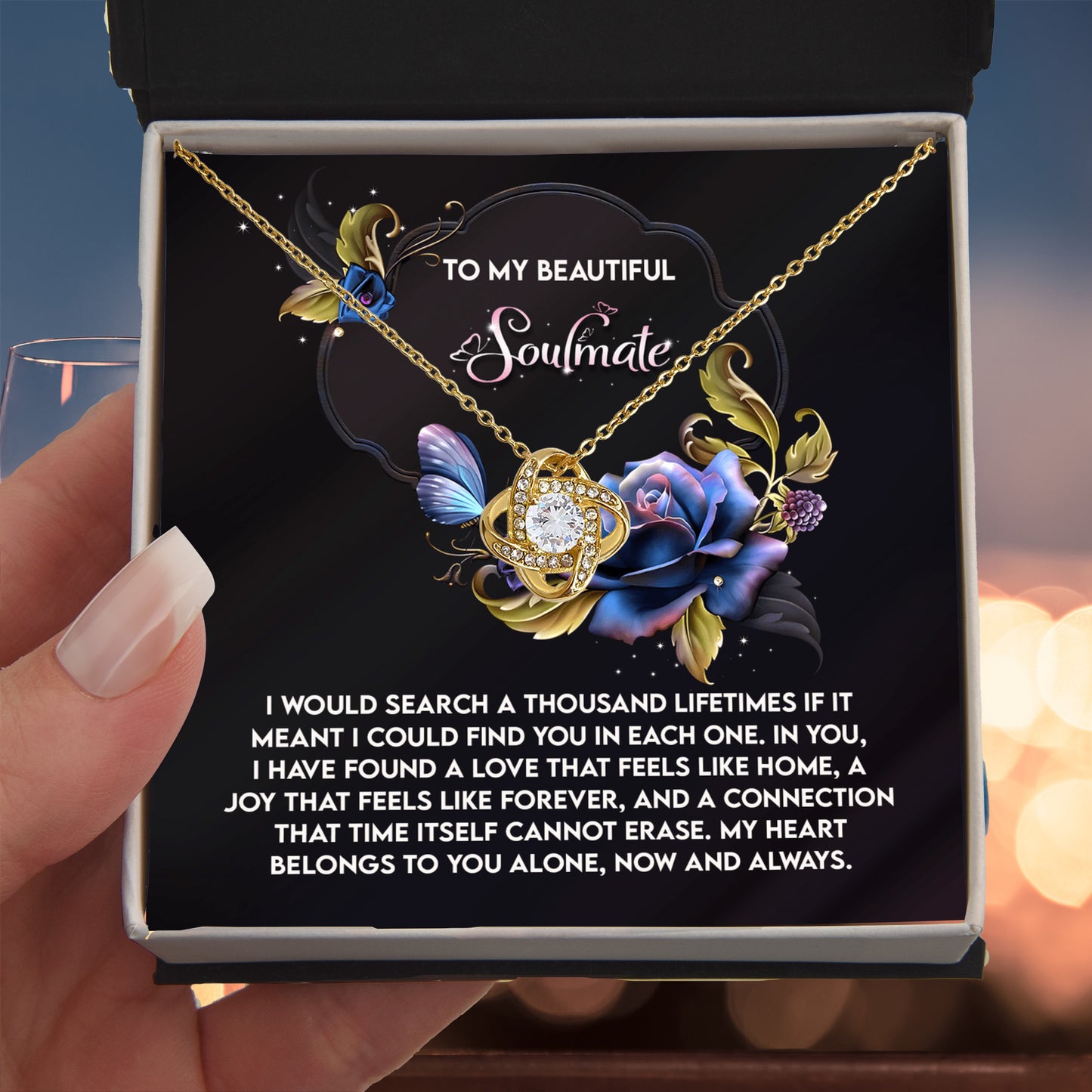 Romantic Anniversary, Valentine's Day Gift for Soulmate, Wife, Girlfriend - Feels Like Home - Love Knot Pendant Necklace - Mallard Moon Gift Shop