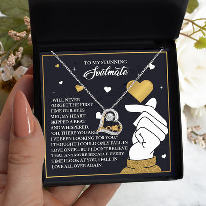 To My Stunning Soulmate - Love Dancing Heart Necklace – A Romantic Valentine’s Day Gift That Celebrates Falling in Love Again and Again - Mallard Moon Gift Shop