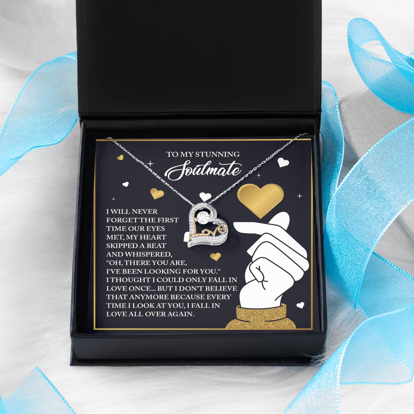 To My Stunning Soulmate - Love Dancing Heart Necklace – A Romantic Valentine’s Day Gift That Celebrates Falling in Love Again and Again - Mallard Moon Gift Shop