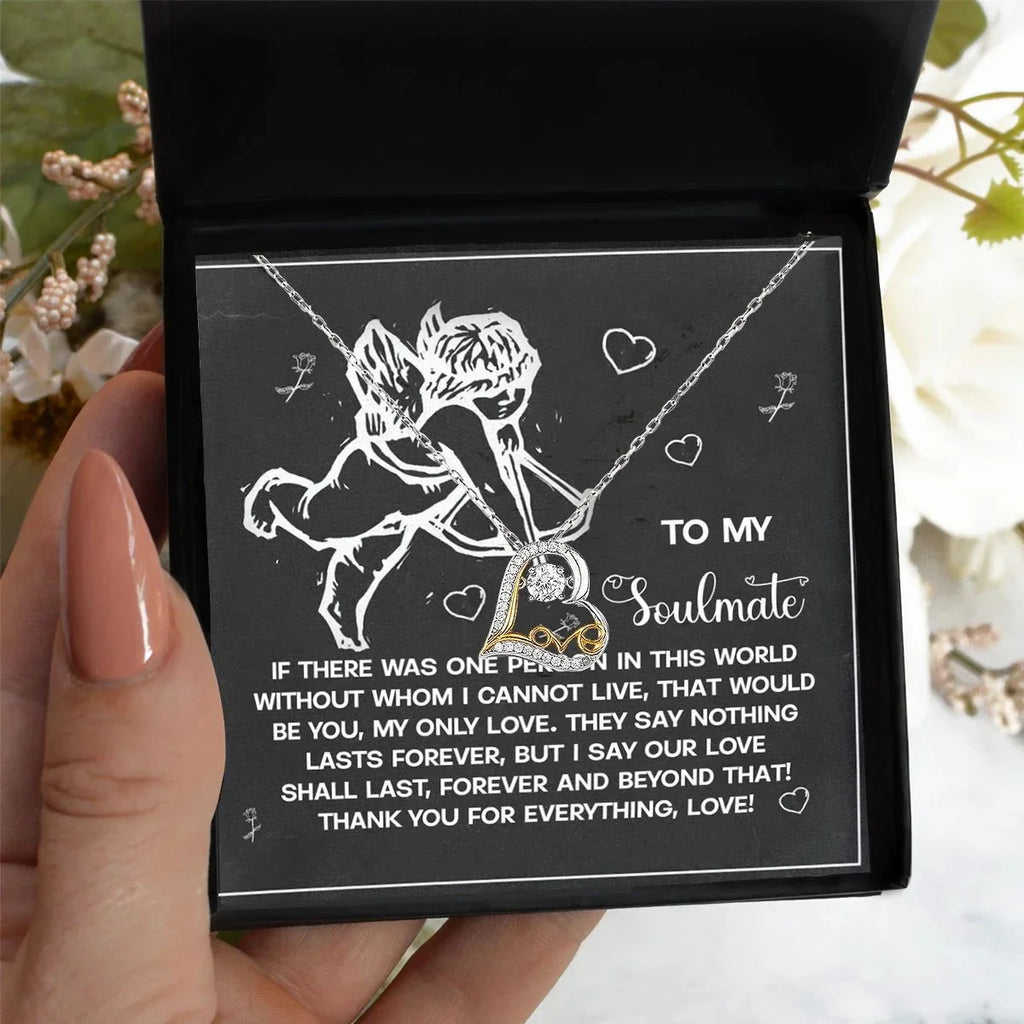 To My Soulmate - Love Dancing Heart Necklace – A Heartfelt Gift to Celebrate Love That Lasts Forever