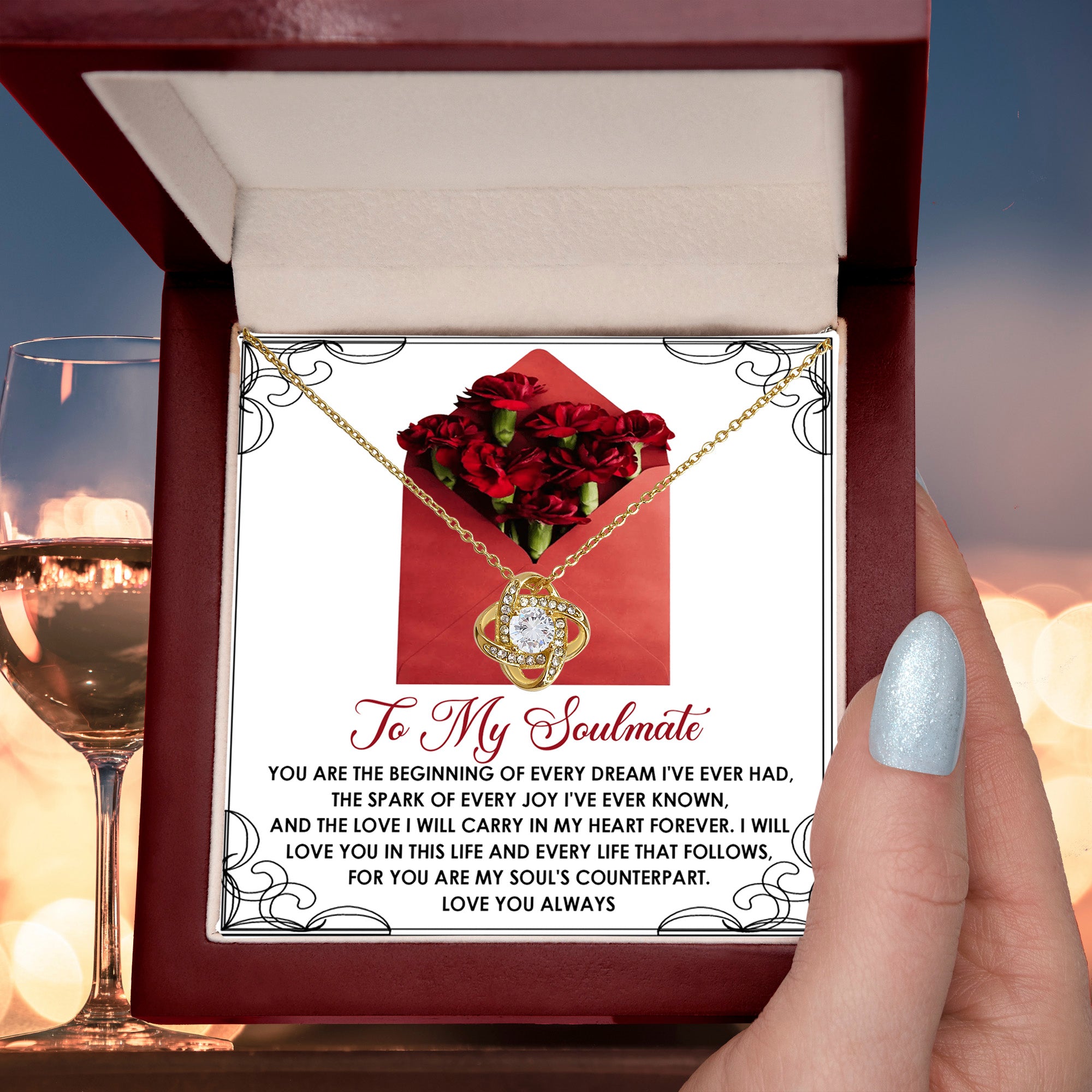 Romantic Anniversary, Valentine's Day Gift for Soulmate, Wife, Girlfriend - Carry In My Heart Forever - Love Knot Pendant Necklace - Mallard Moon Gift Shop