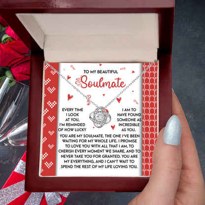 Romantic Anniversary, Valentine's Day Gift for Soulmate, Wife, Girlfriend - Waiting My Whole Life - Love Knot Pendant Necklace - Mallard Moon Gift Shop
