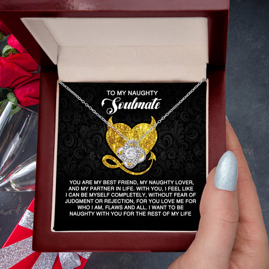To My Naughty Soulmate - Love Knot Necklace with Flirty and Heartfelt Message Card - Mallard Moon Gift Shop