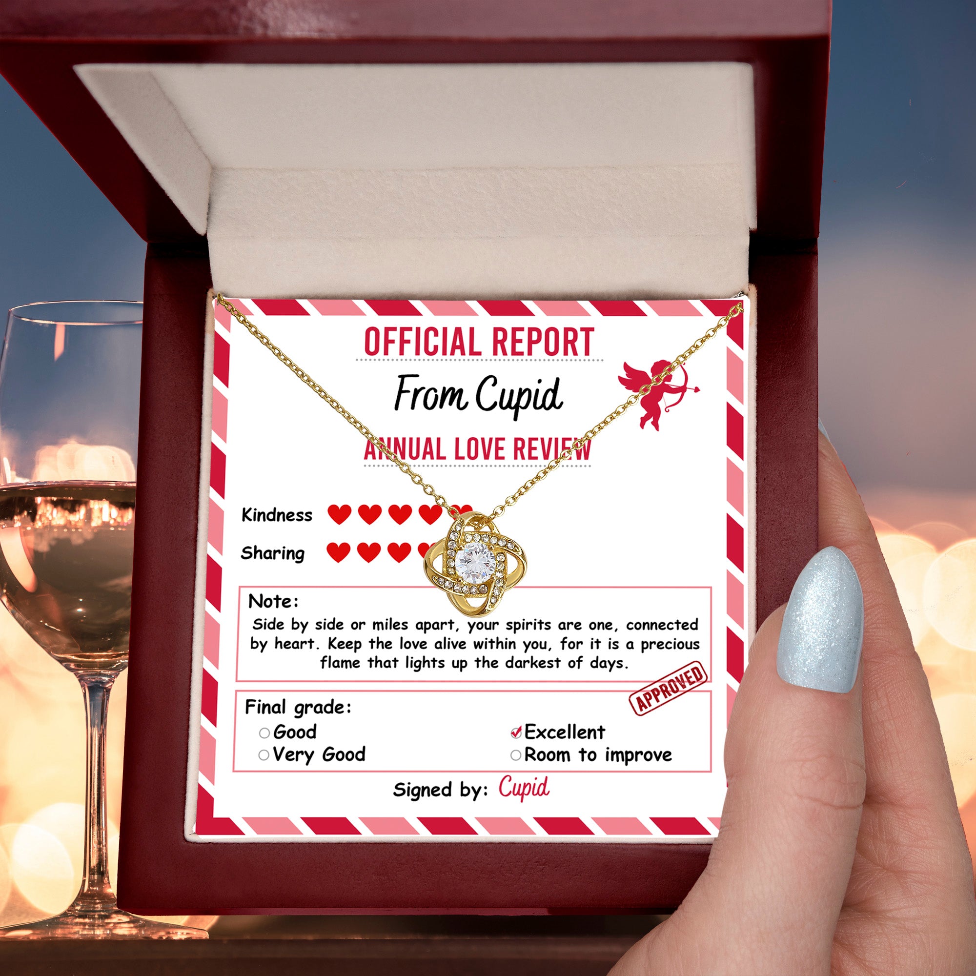 Cupid’s Official Love Report - Love Knot Necklace – A Fun and Heartfelt Valentine’s Day Gift - Mallard Moon Gift Shop