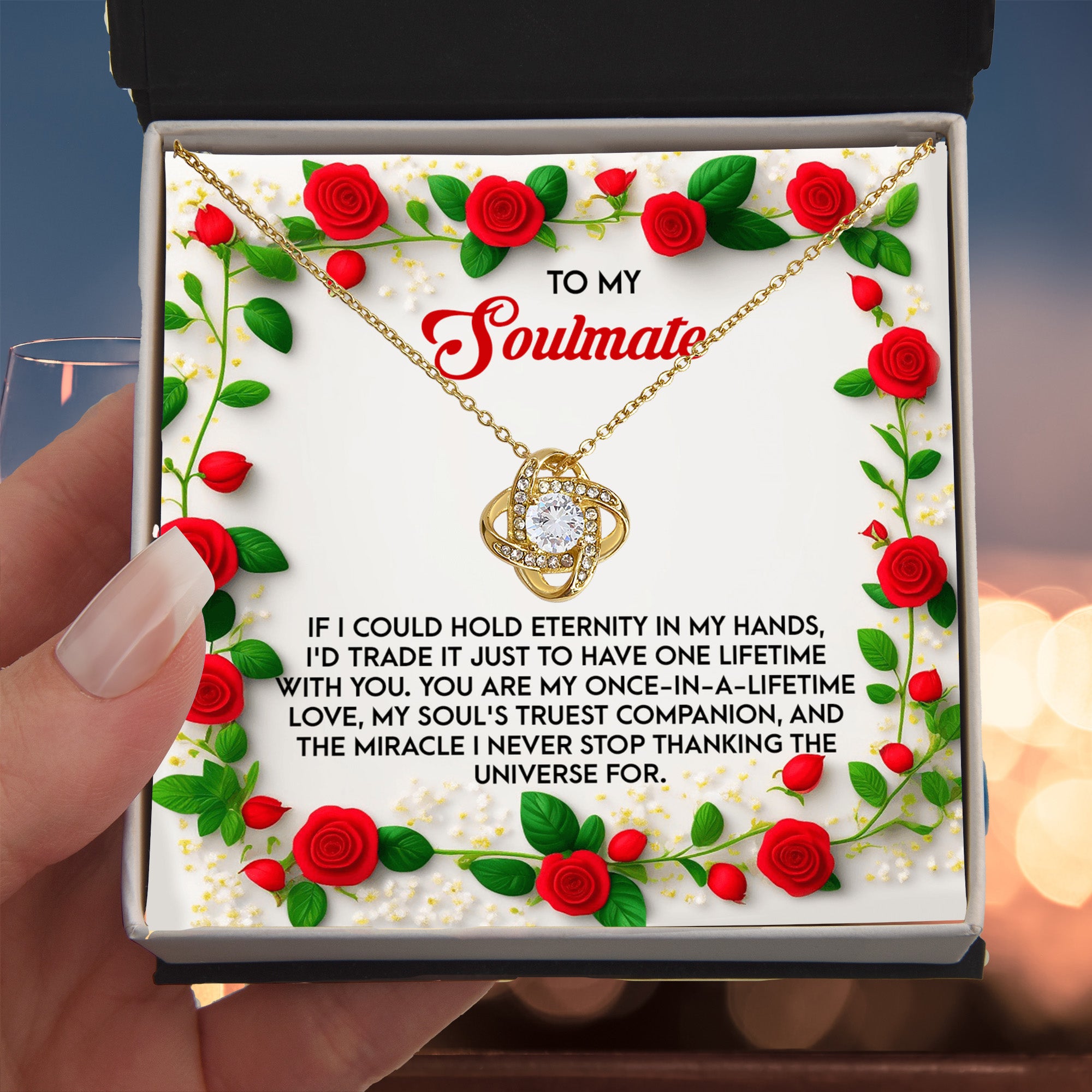 Romantic Anniversary, Valentine's Day Gift for Soulmate, Wife, Girlfriend - One Lifetime - Love Knot Pendant Necklace - Mallard Moon Gift Shop