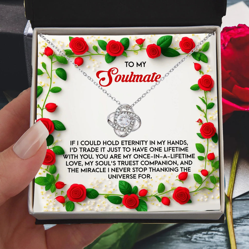 Romantic Anniversary, Valentine's Day Gift for Soulmate, Wife, Girlfriend - One Lifetime - Love Knot Pendant Necklace
