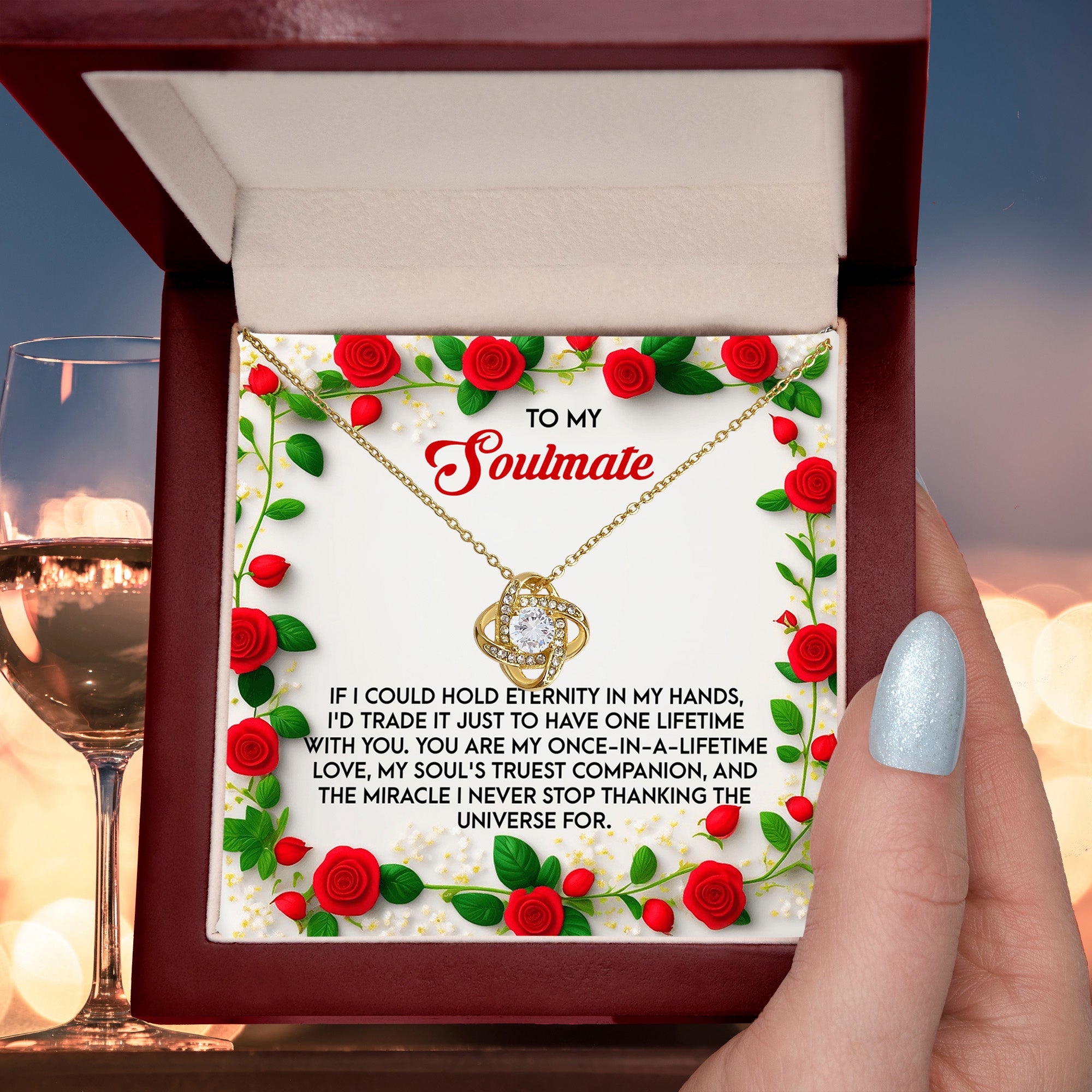 Romantic Anniversary, Valentine's Day Gift for Soulmate, Wife, Girlfriend - One Lifetime - Love Knot Pendant Necklace - Mallard Moon Gift Shop