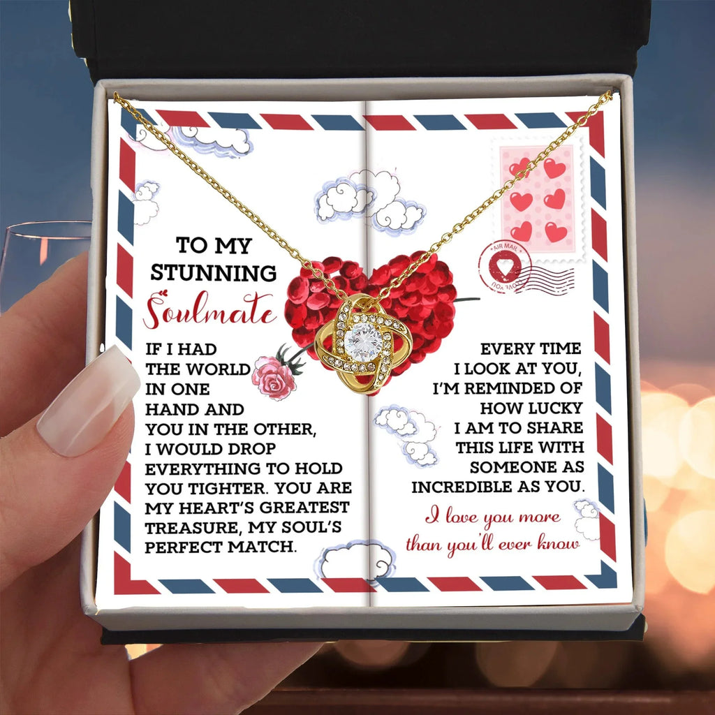 Romantic Anniversary, Valentine's Day Gift for Soulmate, Wife, Girlfriend - My Heart’s Greatest Treasure - Love Knot Pendant Necklace