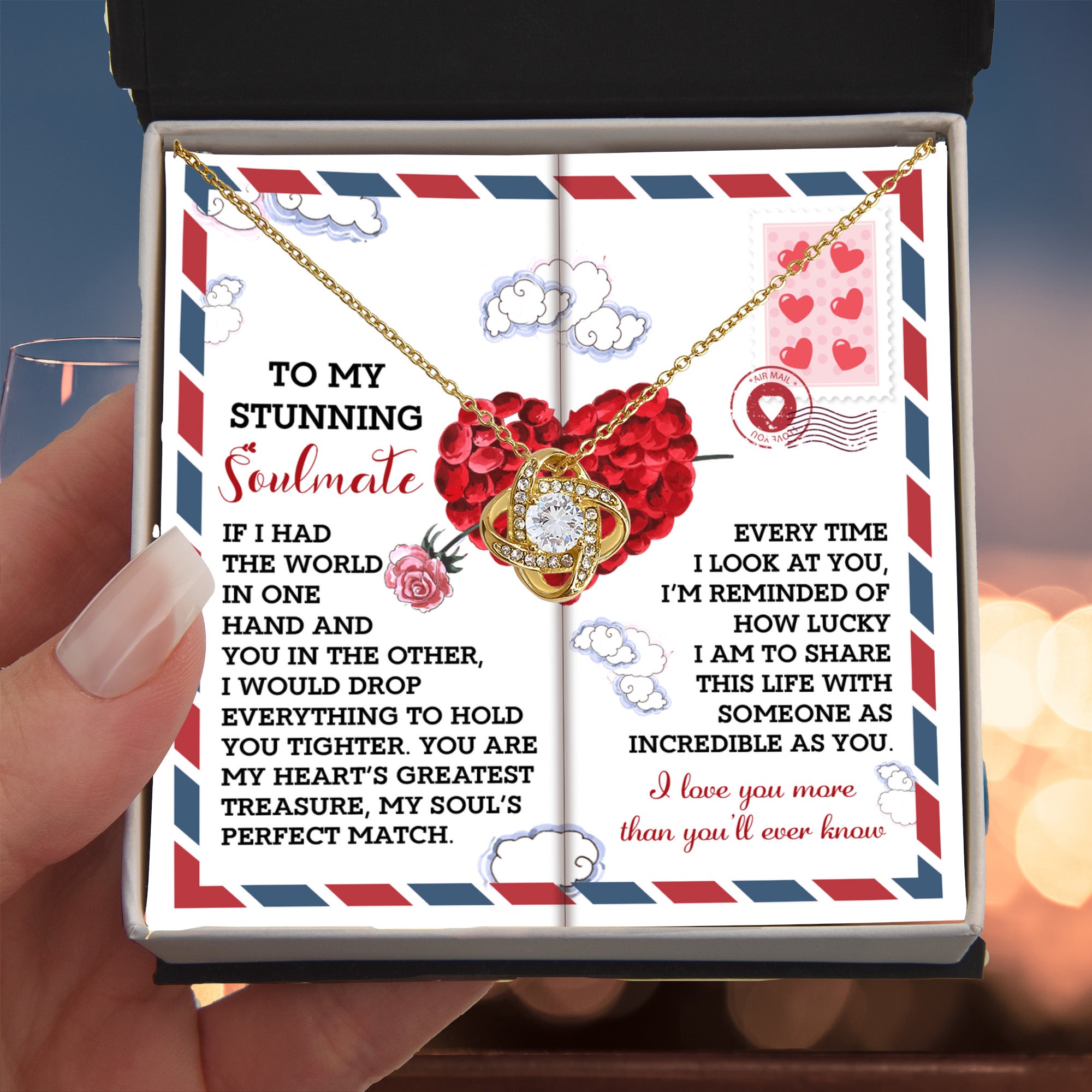 Romantic Anniversary, Valentine's Day Gift for Soulmate, Wife, Girlfriend - My Heart’s Greatest Treasure - Love Knot Pendant Necklace - Mallard Moon Gift Shop