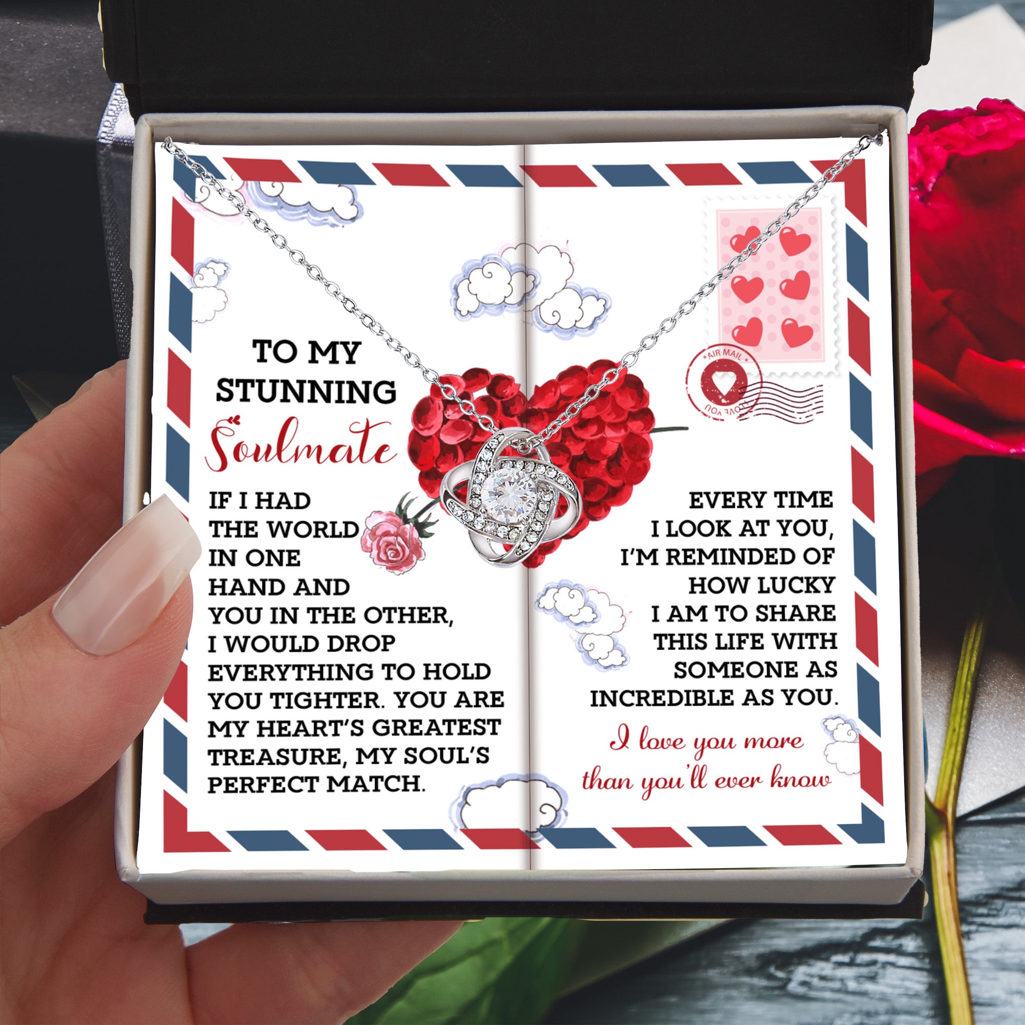 Romantic Anniversary, Valentine's Day Gift for Soulmate, Wife, Girlfriend - My Heart’s Greatest Treasure - Love Knot Pendant Necklace - Mallard Moon Gift Shop