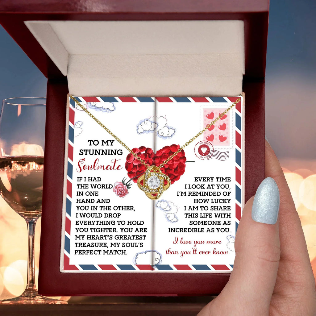 Romantic Anniversary, Valentine's Day Gift for Soulmate, Wife, Girlfriend - My Heart’s Greatest Treasure - Love Knot Pendant Necklace