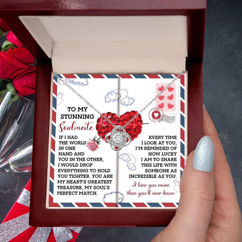 Romantic Anniversary, Valentine's Day Gift for Soulmate, Wife, Girlfriend - My Heart’s Greatest Treasure - Love Knot Pendant Necklace