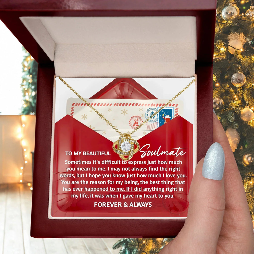 Soulmate Love Knot Necklace – “Forever & Always” Letter-Inspired Romantic Gift for Her