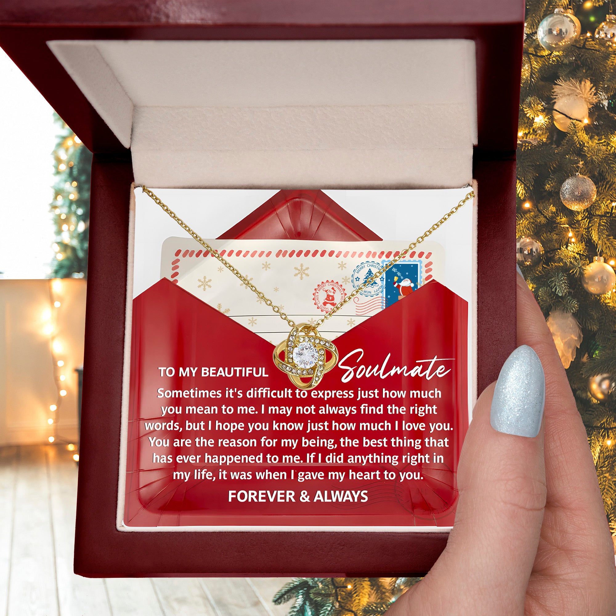 Gift for Soulmate - Right Words - Love Knot Pendant Necklace - Mallard Moon Gift Shop