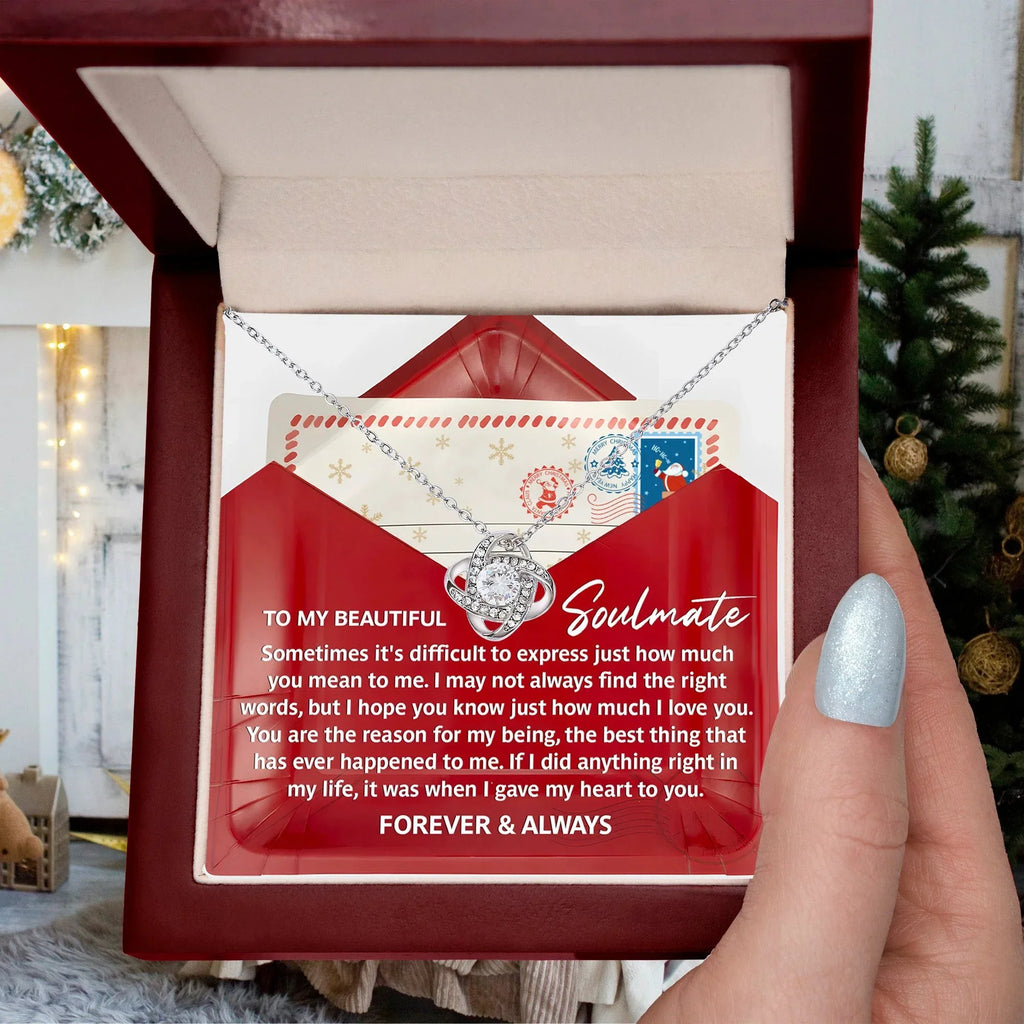 Soulmate Love Knot Necklace – “Forever & Always” Letter-Inspired Romantic Gift for Her