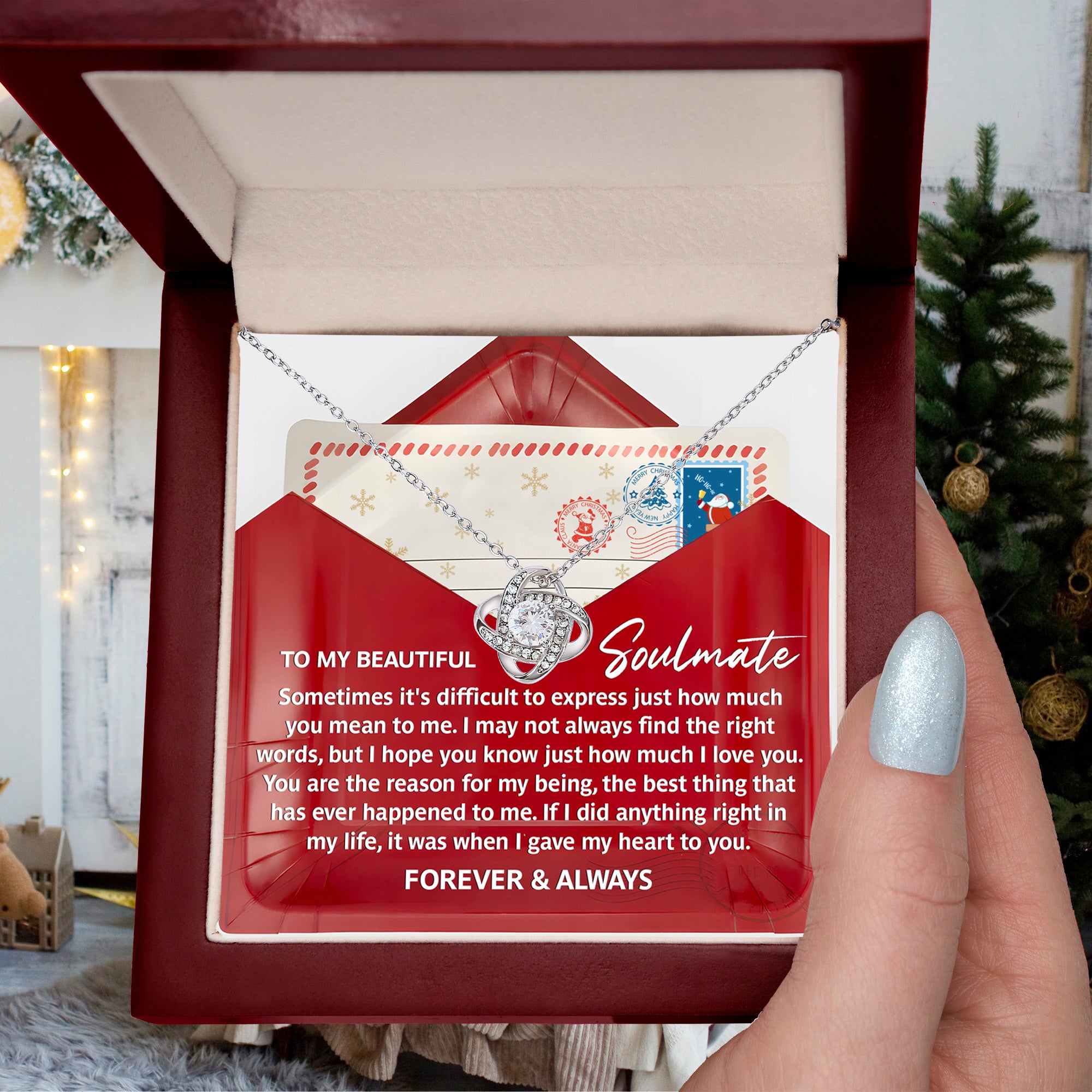 Gift for Soulmate - Right Words - Love Knot Pendant Necklace - Mallard Moon Gift Shop