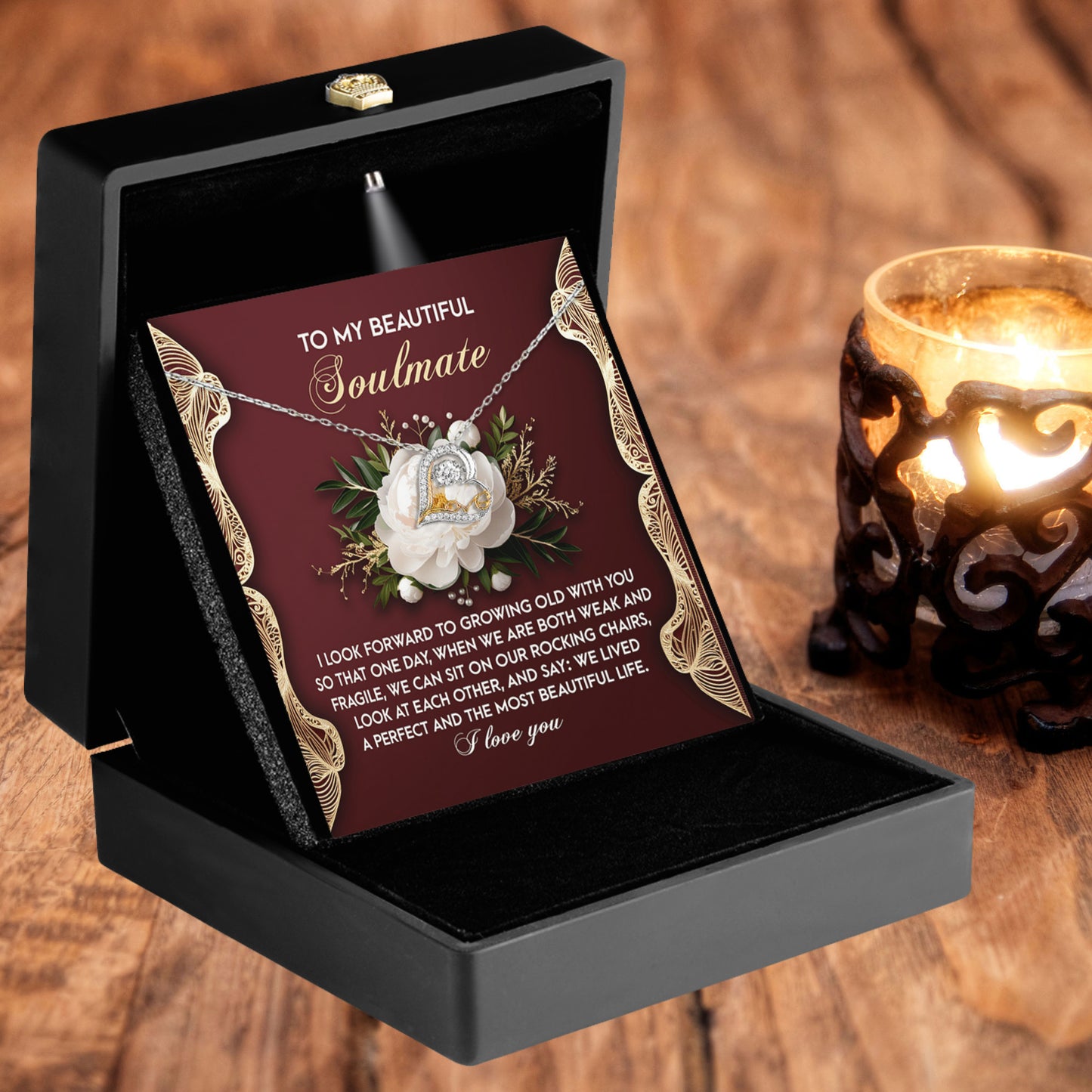 To My Beautiful Soulmate - Love Dancing Heart Necklace – A Romantic Gift Celebrating a Lifetime of Love - Mallard Moon Gift Shop