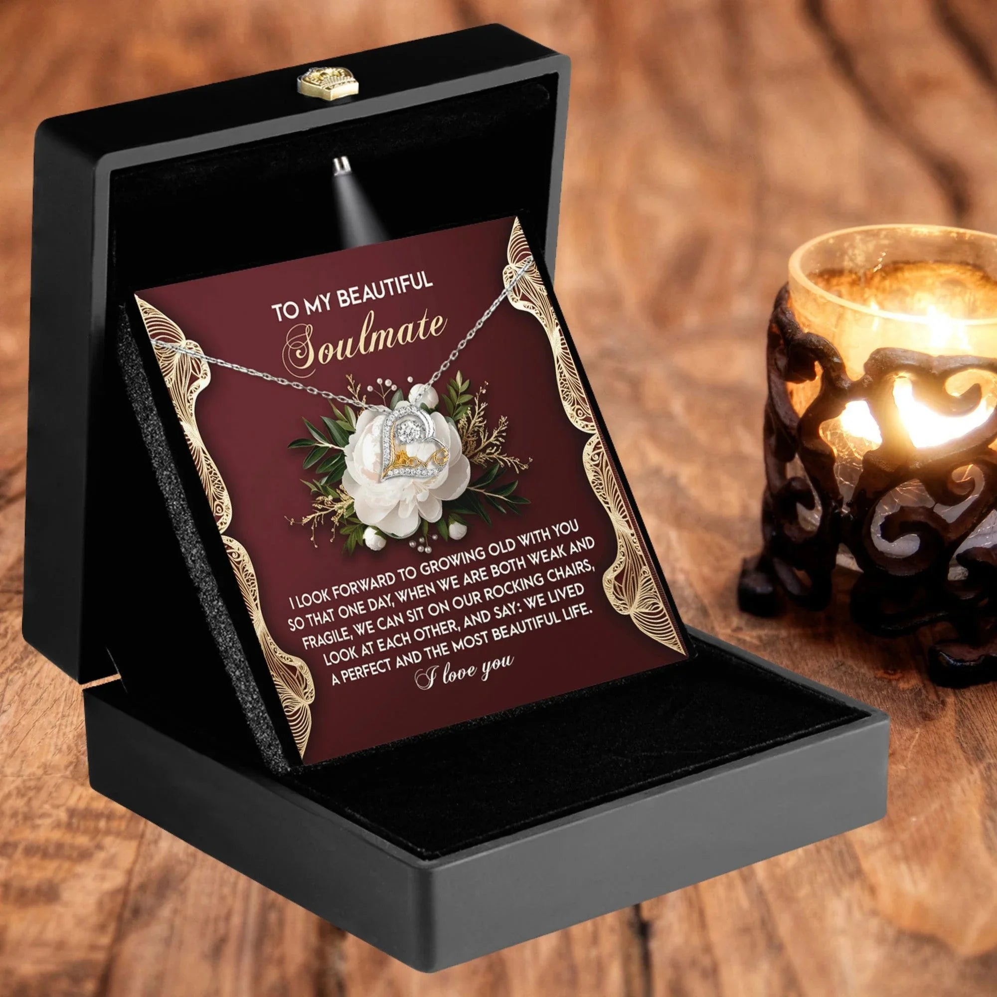 To My Beautiful Soulmate - Love Dancing Heart Necklace – A Romantic Gift Celebrating a Lifetime of Love
