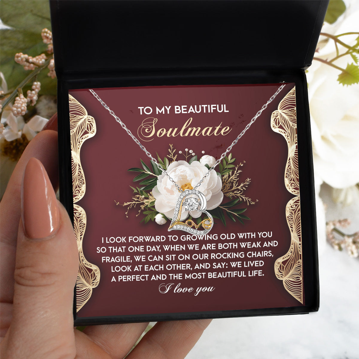 To My Beautiful Soulmate - Love Dancing Heart Necklace – A Romantic Gift Celebrating a Lifetime of Love - Mallard Moon Gift Shop