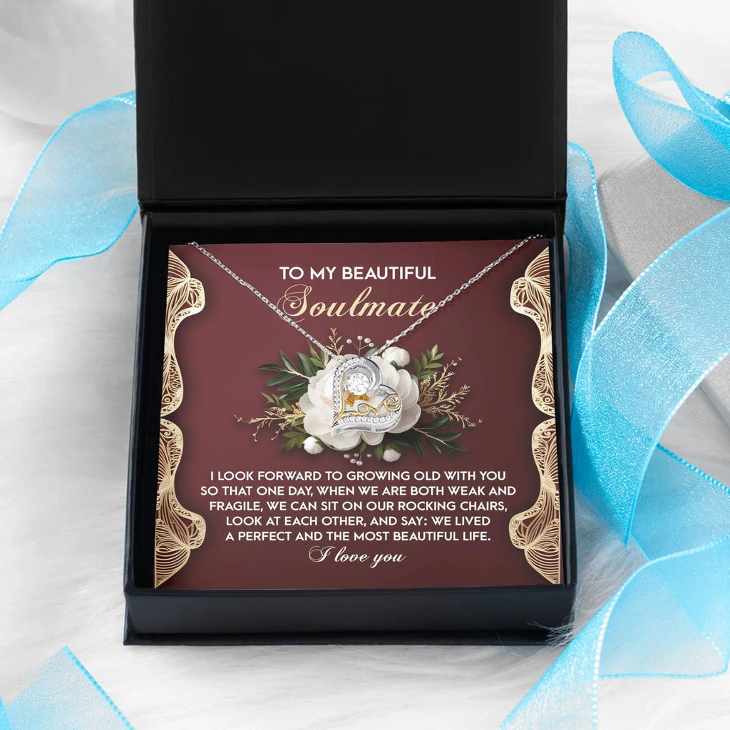To My Beautiful Soulmate - Love Dancing Heart Necklace – A Romantic Gift Celebrating a Lifetime of Love