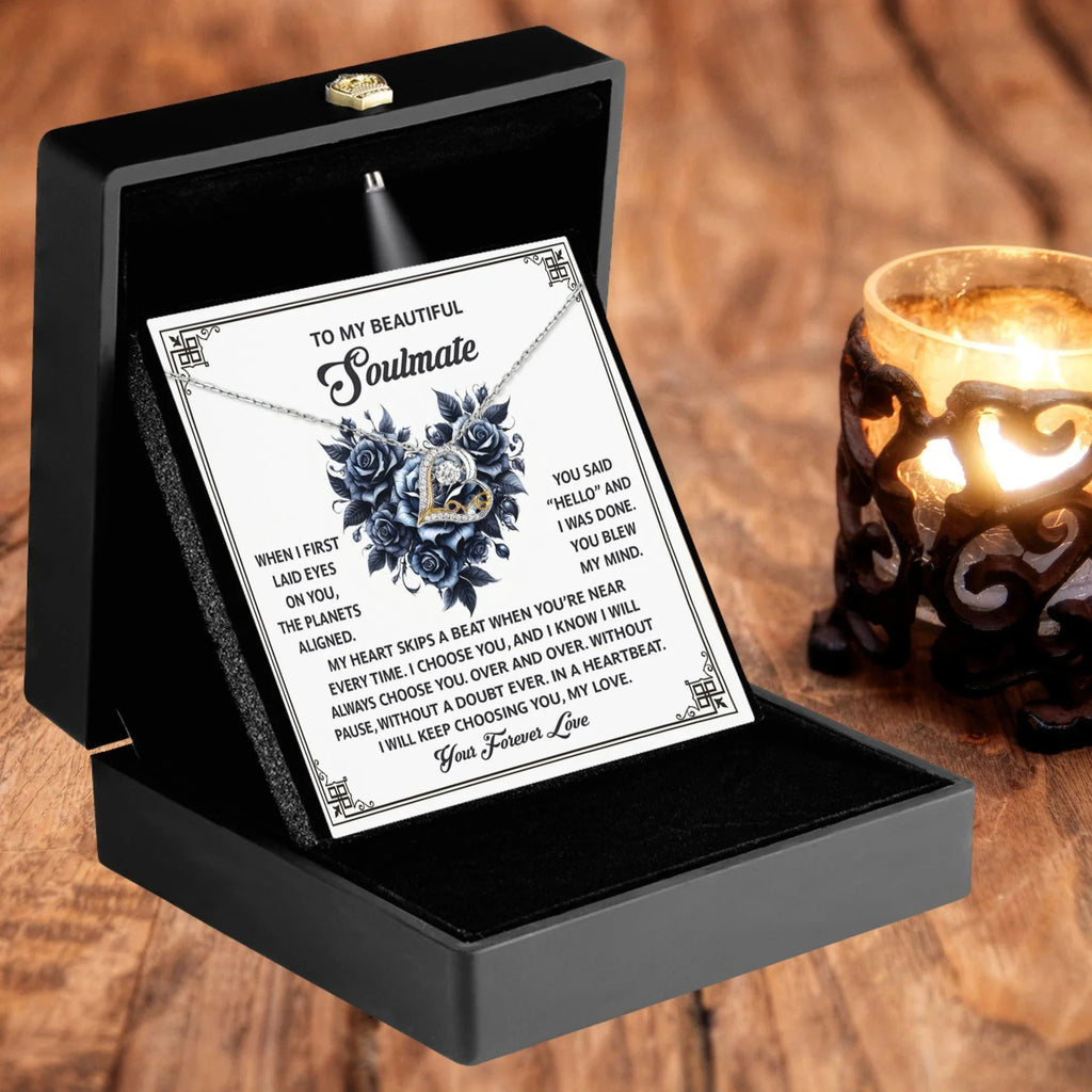 To My Beautiful Soulmate - Love Dancing Heart Necklace – A Romantic Gift to Celebrate Endless Love and Devotion