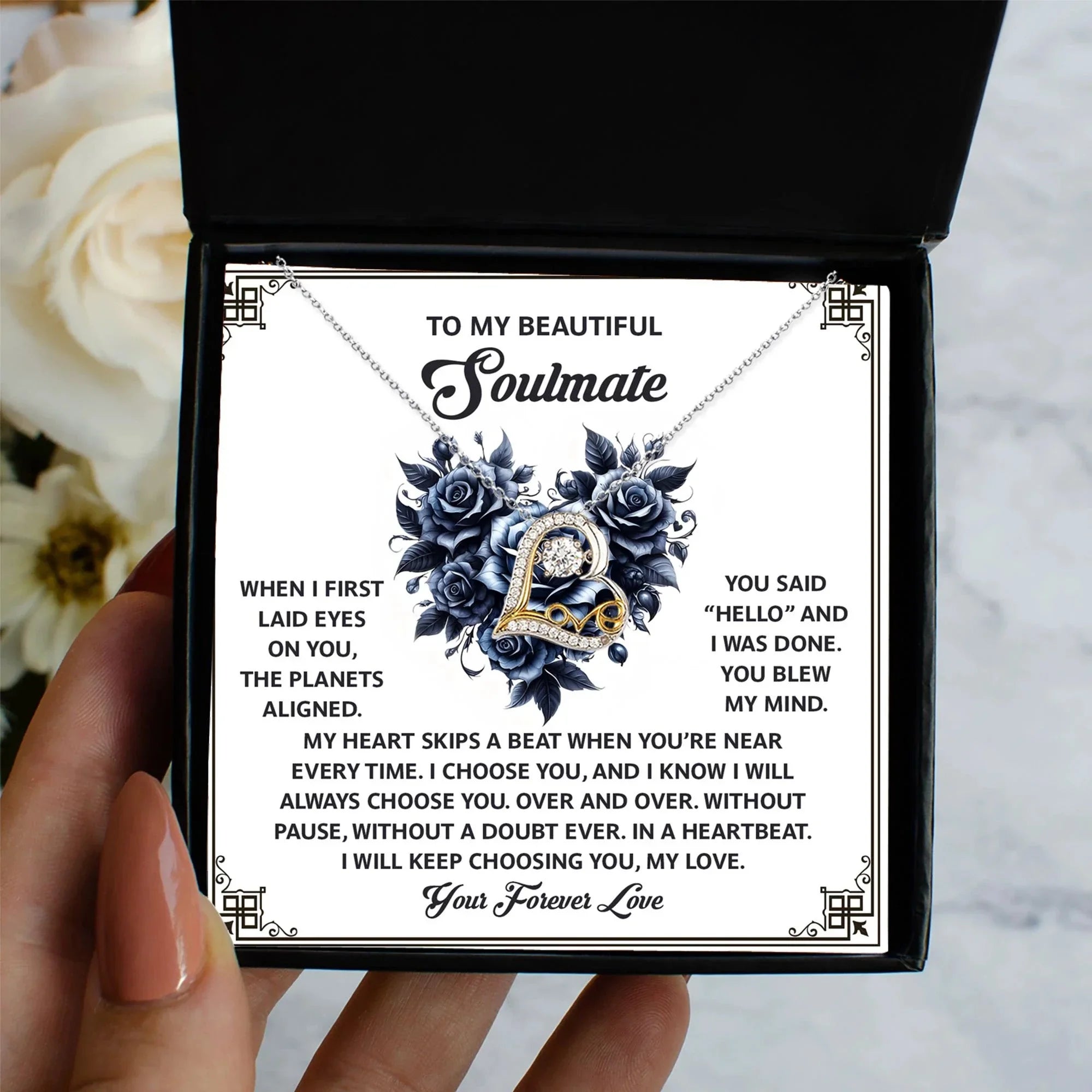 To My Beautiful Soulmate - Love Dancing Heart Necklace – A Romantic Gift to Celebrate Endless Love and Devotion